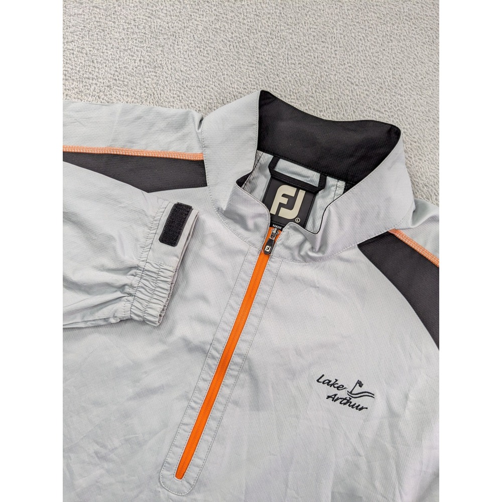 FootJoy FJ Mens Lake Arthur Golf Quarter Zip Pullover Jacket Grey Orange Large